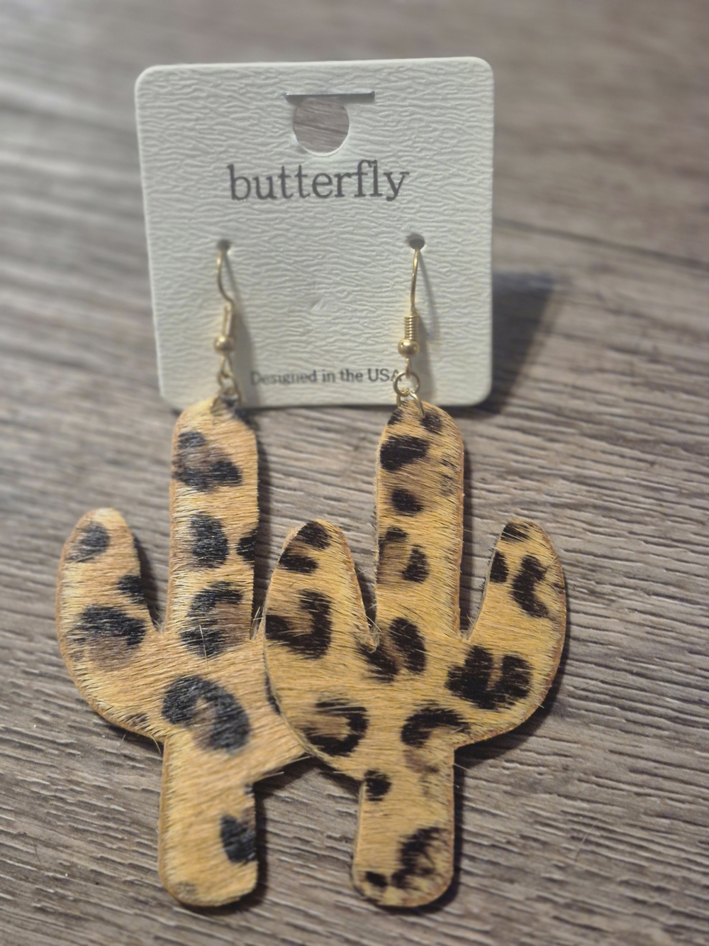 Butter Leopard-Print Cactus Dangle Earrings - Yellow and Black - Butter